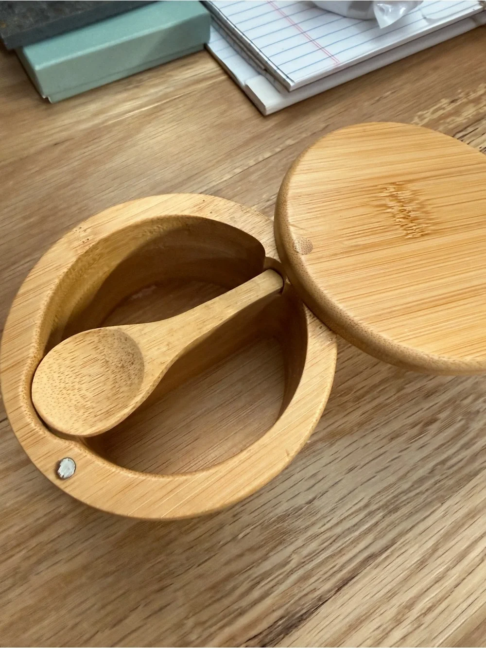 Natural Bamboo Storage Jar with Lid - Light Wood Color